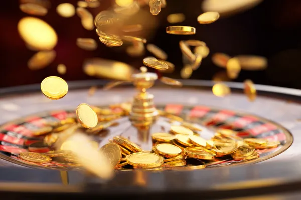 A woman in a luxurious green gown next to an ornate roulette wheel, capturing the upscale casino mood of TALABAT.